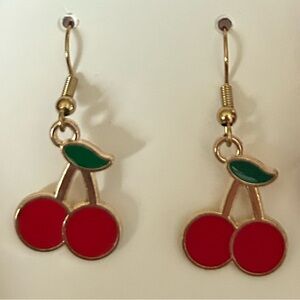 Handmade Cherry Earrings - 1” Drop - New